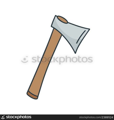 Ax isolated vector illustration. Construction tool hatchet. Item for cutting wood and trees axe isolated object. Ax isolated vector illustration