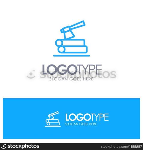 Ax, Log, Timber, Wood Blue outLine Logo with place for tagline