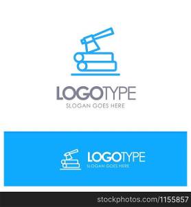 Ax, Log, Timber, Wood Blue outLine Logo with place for tagline