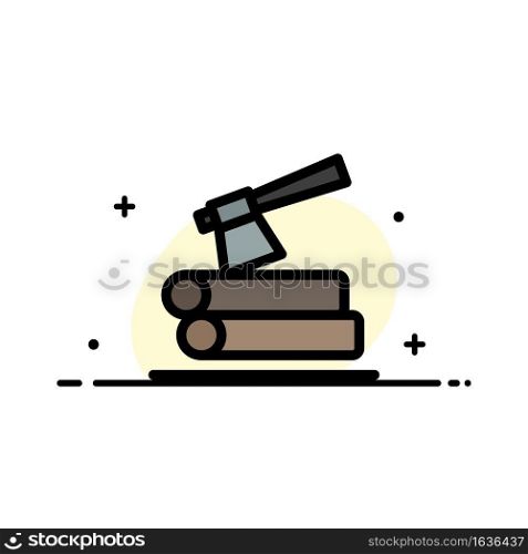 Ax, Log, Timber, Wood  Business Flat Line Filled Icon Vector Banner Template