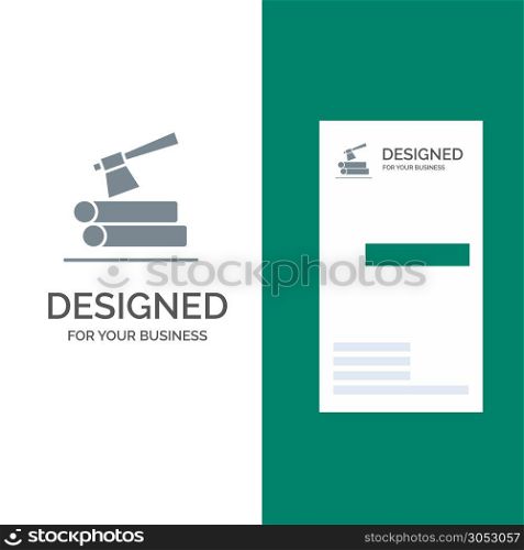 Ax, Log, Timber, Wood Grey Logo Design and Business Card Template