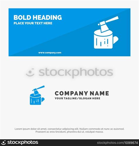 Ax, Log, Timber, Wood SOlid Icon Website Banner and Business Logo Template