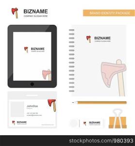 Axe Business Logo, Tab App, Diary PVC Employee Card and USB Brand Stationary Package Design Vector Template