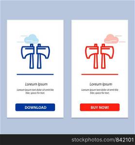 Axe, Chop, Lumberjack, Tool Blue and Red Download and Buy Now web Widget Card Template