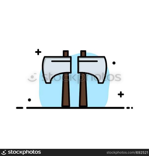 Axe, Chop, Lumberjack, Tool Business Flat Line Filled Icon Vector Banner Template