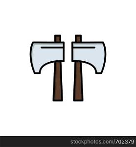 Axe, Chop, Lumberjack, Tool Flat Color Icon. Vector icon banner Template