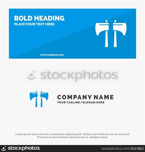 Axe, Chop, Lumberjack, Tool SOlid Icon Website Banner and Business Logo Template