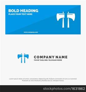 Axe, Chop, Lumberjack, Tool SOlid Icon Website Banner and Business Logo Template