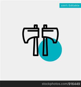 Axe, Chop, Lumberjack, Tool turquoise highlight circle point Vector icon