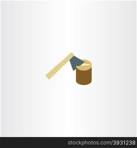axe chopping wood vector flat icon design