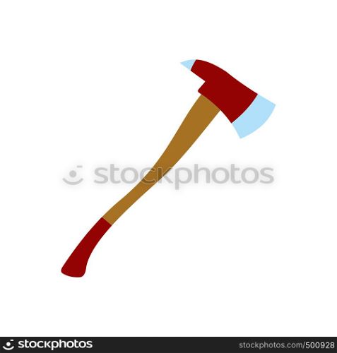 Axe for a firefighter icon in flat style isolated on white background. Axe for a firefighter icon