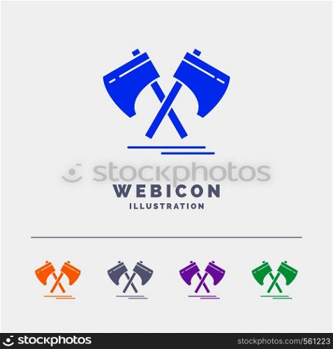 Axe, hatchet, tool, cutter, viking 5 Color Glyph Web Icon Template isolated on white. Vector illustration. Vector EPS10 Abstract Template background