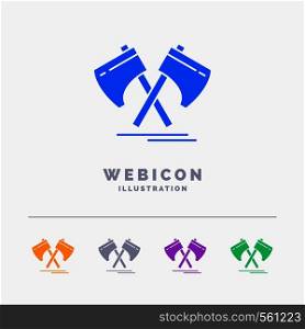 Axe, hatchet, tool, cutter, viking 5 Color Glyph Web Icon Template isolated on white. Vector illustration. Vector EPS10 Abstract Template background