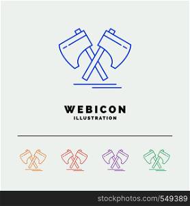 Axe, hatchet, tool, cutter, viking 5 Color Line Web Icon Template isolated on white. Vector illustration. Vector EPS10 Abstract Template background