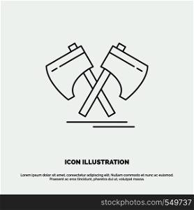 Axe, hatchet, tool, cutter, viking Icon. Line vector gray symbol for UI and UX, website or mobile application. Vector EPS10 Abstract Template background
