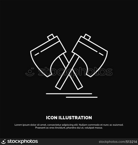 Axe, hatchet, tool, cutter, viking Icon. Line vector symbol for UI and UX, website or mobile application. Vector EPS10 Abstract Template background