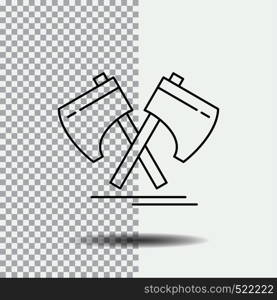 Axe, hatchet, tool, cutter, viking Line Icon on Transparent Background. Black Icon Vector Illustration. Vector EPS10 Abstract Template background