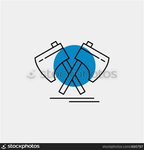 Axe, hatchet, tool, cutter, viking Line Icon. Vector EPS10 Abstract Template background