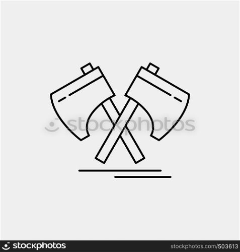 Axe, hatchet, tool, cutter, viking Line Icon. Vector isolated illustration. Vector EPS10 Abstract Template background