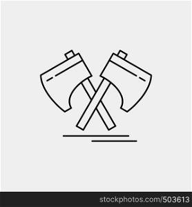Axe, hatchet, tool, cutter, viking Line Icon. Vector isolated illustration. Vector EPS10 Abstract Template background