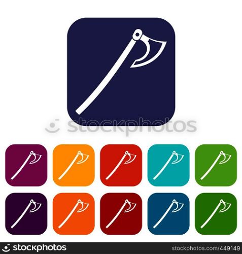 Axe icons set vector illustration in flat style In colors red, blue, green and other. Axe icons set flat