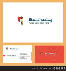 Axe Logo design with Tagline & Front and Back Busienss Card Template. Vector Creative Design