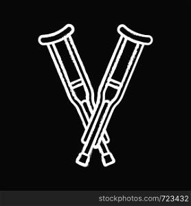Axillary crutches chalk icon. Underarm crutches. Mobility aid. Isolated vector chalkboard illustration. Axillary crutches chalk icon