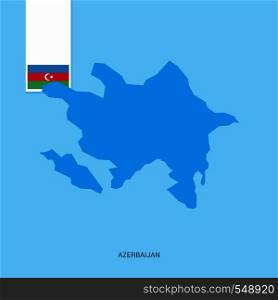 Azerbaijan Country Map with Flag over Blue background. Vector EPS10 Abstract Template background
