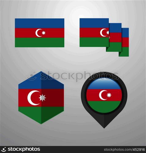 Azerbaijan flag design set vector
