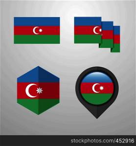 Azerbaijan flag design set vector