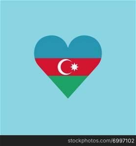 Azerbaijan flag icon in a heart shape in flat design. Independence day or National day holiday concept.