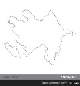 Azerbaijan - Outline Europe Country Map Vector Template, stroke editable Illustration Design. Vector EPS 10.