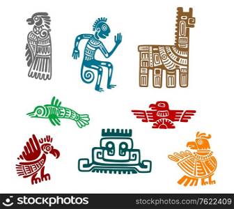 Aztec and maya ancient drawing art isolated on white background