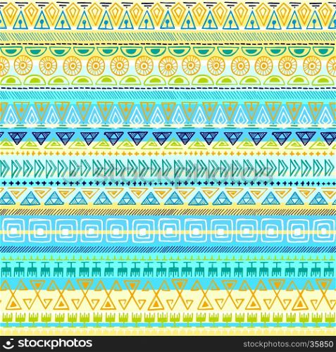 Aztec geometric print. Ethnic boho bright colorful tribal native seamless pattern. Ethnic ornamental print background for card, invitation, wallpaper, web design, fabric, textile, clothes