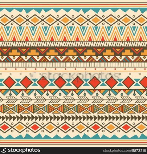 Aztec tribal pattern in stripes, vector illustration