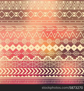 Aztec tribal pattern in stripes, vector illustration