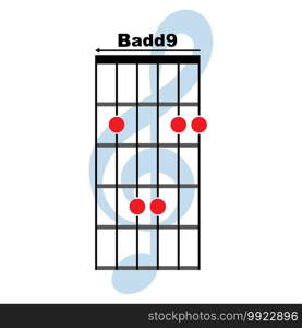 B add9  guitar chord icon. Basic guitar chord vector illustration symbol design