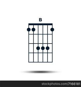 B, Basic Guitar Chord Chart Icon Vector Template