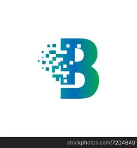 B Initial Letter Logo Design with Digital Pixels in Gradient Colors