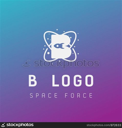 b initial space force logo design galaxy rocket vector in gradient background - vector. b initial space force logo design galaxy rocket vector in gradient background