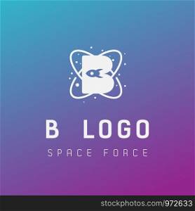b initial space force logo design galaxy rocket vector in gradient background - vector. b initial space force logo design galaxy rocket vector in gradient background