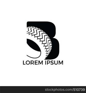 B letter logo car wheel logo design. Tyre company or tyre shop vector logo design.