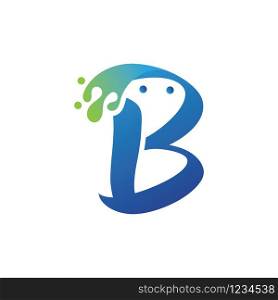 B letter logo design with water splash ripple template
