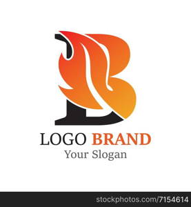 B Letter logo fire creative concept template design