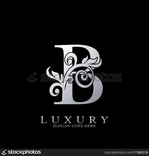 B Letter Logo Monogram Luxury Initial Logo vector template design silver.