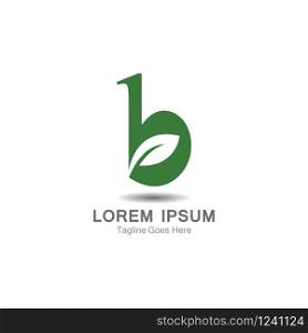 B Letter logo with leaf concept template design