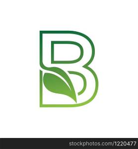 B Letter with leaf logo or symbol concept template design