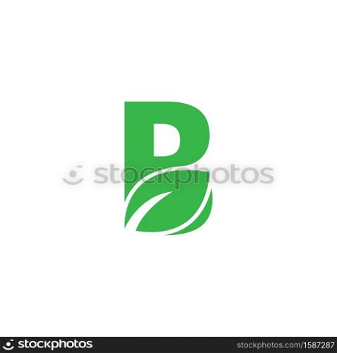 B Letter with leaf logo template