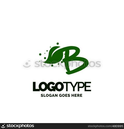 B logo with Leaf Element. Nature Leaf logo designs, Simple leaf logo symbol. Natural, eco food. Organic food badges in vector. Vector logos. Natural logos with leaves. Creative Green Natural Logo template.