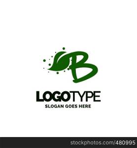 B logo with Leaf Element. Nature Leaf logo designs, Simple leaf logo symbol. Natural, eco food. Organic food badges in vector. Vector logos. Natural logos with leaves. Creative Green Natural Logo template.